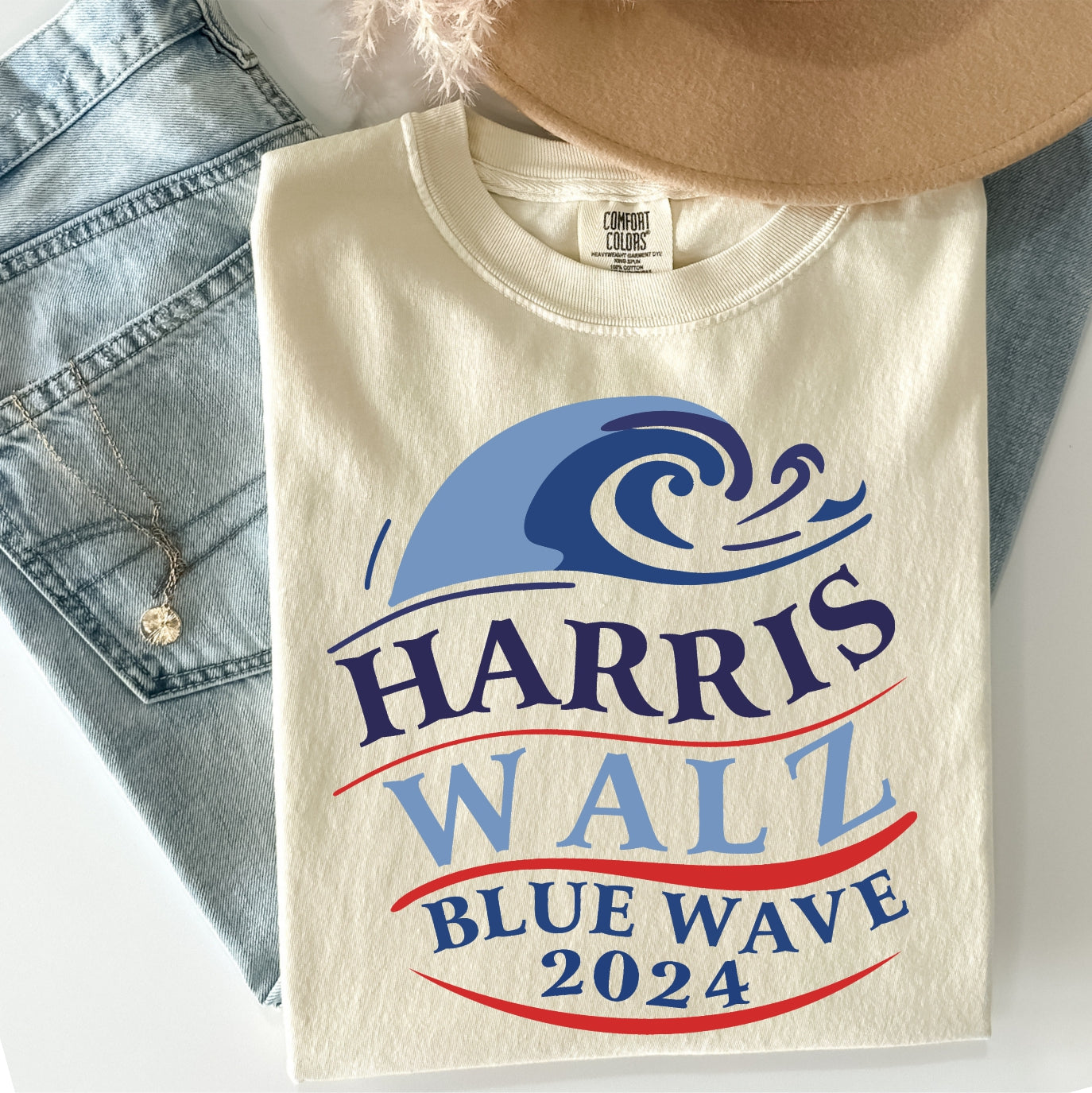 Harris/Walz Blue Wave Campaign Tee